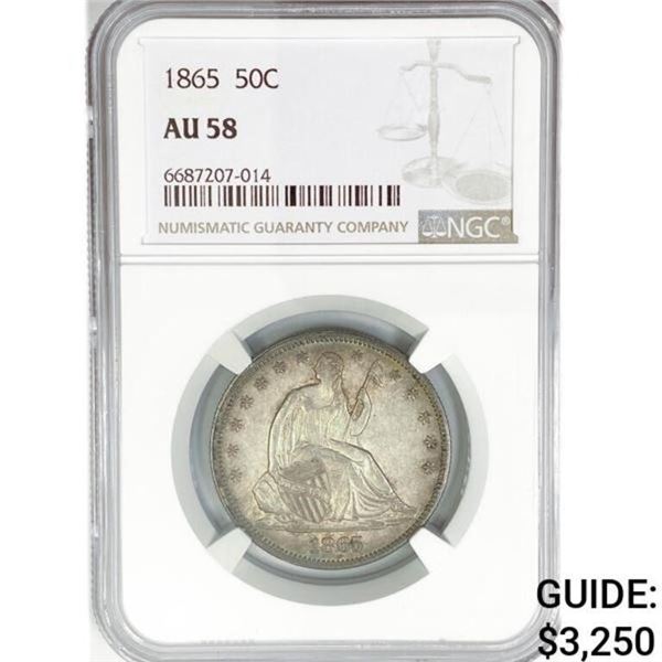 1865 Seated Liberty Half Dollar NGC AU58