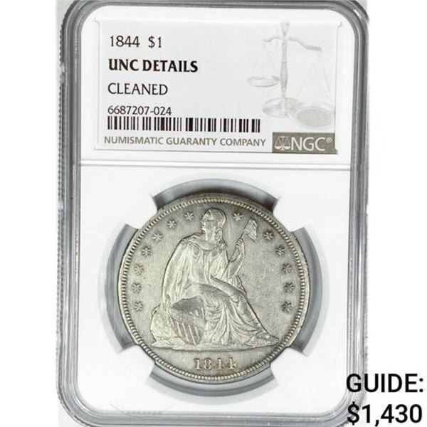1844 Seated Liberty Dollar NGC UNC Details