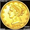 Image 1 : 1892-CC $5 Gold Half Eagle UNCIRCULATED