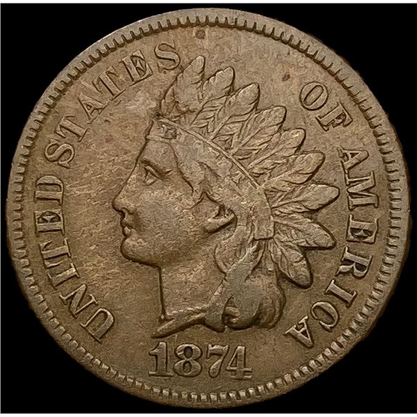 1874 Indian Head Cent ABOUT UNCIRCULATED