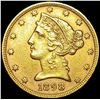 Image 1 : 1898 $5 Gold Half Eagle CLOSELY UNCIRCULATED