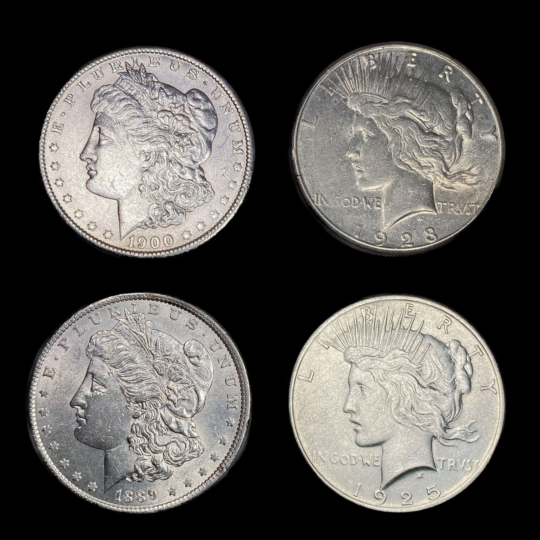 (4) US Silver Dollars (1889, 1900-O, 1923-S, 1925)