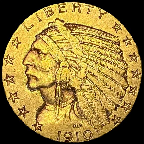 1910 $5 Gold Half Eagle NEARLY UNCIRCULATED