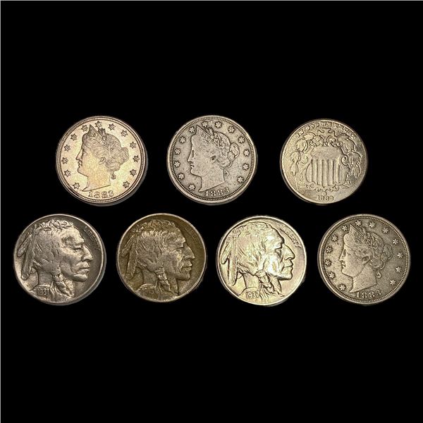(7) Varied US Nickels (1852, 93) 1883, 1913-D, 193