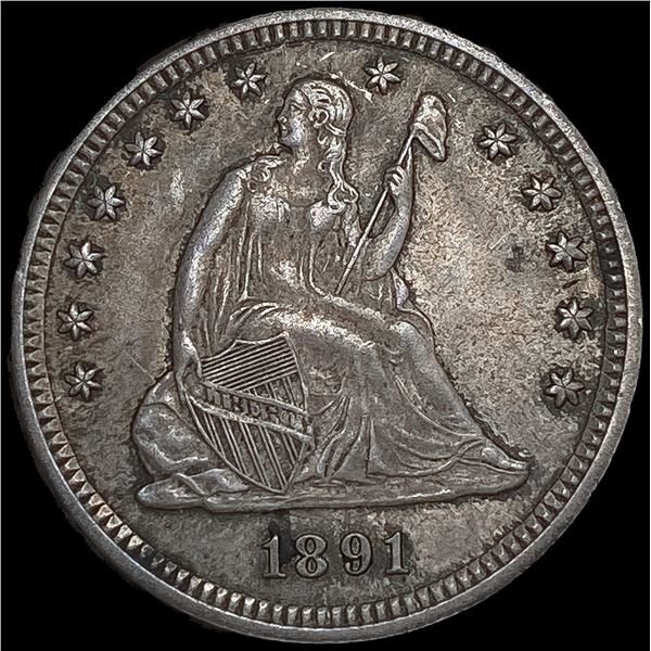 1891 Seated Liberty Quarter NEARLY UNCIRCULATED