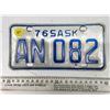 Image 1 : 1976 Saskatchewan Canada Vintage License Plate AN082