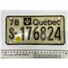 Image 1 : 1978 Quebec Canada Vintage License Plate S-176824