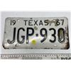 Image 1 : 1967 Texas U.S.A. Vintage License Plate JGP 930