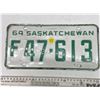 1964 Saskatchewan Canada Vintage License Plate F 47-613