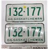 Image 1 : 1966 Pair of Saskatchewan Canada Vintage License Plates 132-177