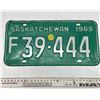 119  1969 Saskatchewan Canada Vintage License Plate F39444