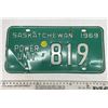 Image 1 : 1969 Saskatchewan Canada Vintage License Plate Power Unit 819