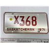 Image 1 : 1971 Saskatchewan Canada Vintage License Plate X368