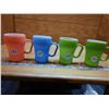 Image 2 : Fire King Colored Soda Mugs - Coral, Green & Blue