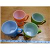 Image 3 : Fire King Colored Soda Mugs - Coral, Green & Blue