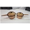 Image 1 : Pair of brown glass "Pyrex/Corning" cooking pots