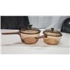 Image 5 : Pair of brown glass "Pyrex/Corning" cooking pots