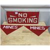 Image 1 : 3 tin signs - 2 mines and 1 No Smoking