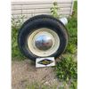 Image 1 : Goodyear tire stand, Goodyear tire (6.00-16) & Chev hubcap