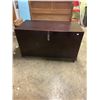 Image 1 : Wooden trunk - dove tailed - steel casters - 41"W x 25"H x 21"D
