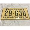 Image 1 : 1951 Saskatchewan License plate