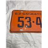 Image 2 : 1963 Saskatchewan License plate