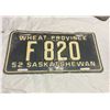 Image 1 : 1952 Saskatchewan License plate - 3 digit farm