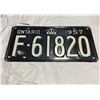 Image 1 : 1957 Ontario license plate