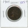 Image 1 : 1901 Canadian Victorian Large Cent. Last large cent issued for Queen Victoria. VF-30.