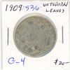 Image 1 : 1909 Victorian Leaves Canadian Silver 50 Cents. G-4. Key Date. Mintage of 203,118.