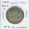 Image 1 : 1946 Near 6 Canadian Silver 50 Cents. VF-20 or higher.