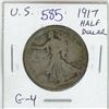Image 1 : U.S. 1917 Walking Liberty Silver Half Dollar G-4.
