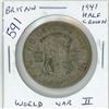 Image 1 : Great Britain. 1941 Silver Half Crown. World War II issue. VF-20.