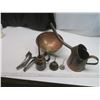 Image 1 : 4 antique oil cans and misc. "copper" items