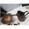 Image 5 : 4 antique oil cans and misc. "copper" items