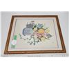 Image 4 : Embroidery "Cat and Flowers" framed picture - 21"H x 17.5"H