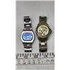 Image 1 : Pair of Men's wrist watches - Seiko DX, blue face, 60yrs & Fancy costume jeweled wrist watch - needs