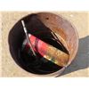 Image 3 : Texaco 20lbs metal drum with contents: 2 grease guns, tins, etc.