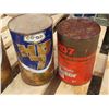 Image 4 : 3 HD7 Heavy duty motor oil tins (2 full, 1 mostly full) & an Esso motor oil - full