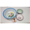 Image 1 : 4pcs of enamel-ware dishes - wash basin, bowls and lid