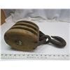 Image 2 : large wooden block pulley