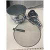 Image 1 : Corona tin bucket, oil splash guard, serving utensils and small frying pan