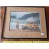 Image 1 : Vintage Woodie - Framed and Matted Surf Picture 18"x 14"