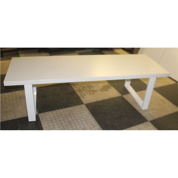 BAILIFF SEIZED: WHITE MODERN GYM BENCH 60" X 20" X