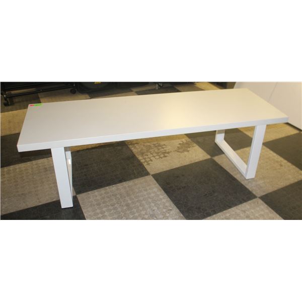 BAILIFF SEIZED: WHITE MODERN GYM BENCH 60" X 20" X