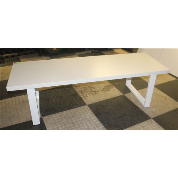 BAILIFF SEIZED: WHITE MODERN GYM BENCH 60  X 20  X