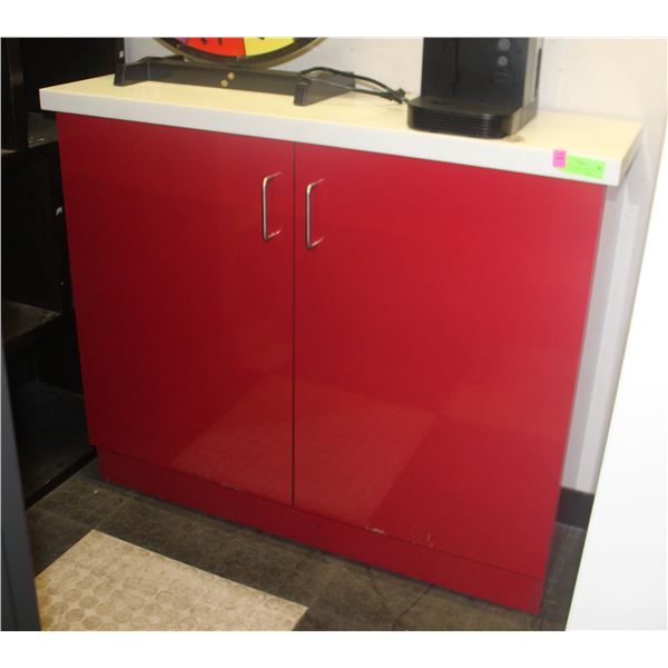 BAILIFF SEIZED: STONE TOP COUNTER WITH 2 CABINET