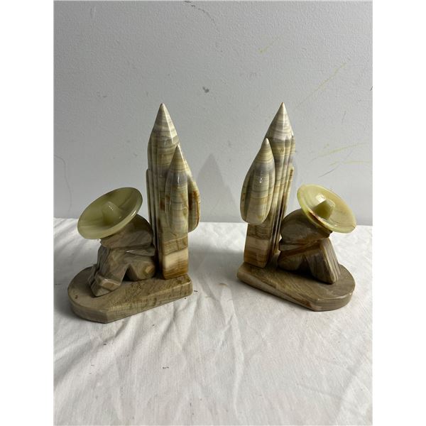 Stone Cactus Book Ends