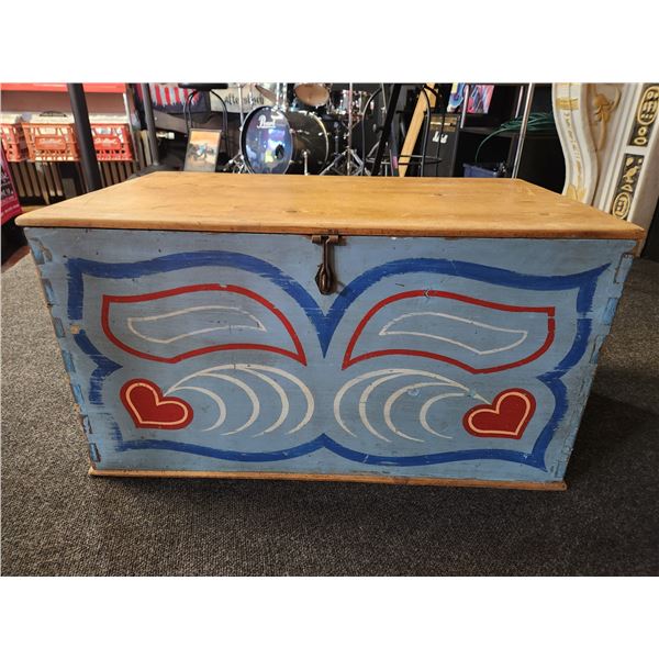 Vintage Solid Wood Folk Art Chest