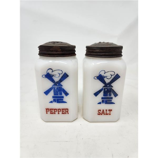 Vintage Milk Glass Salt & Pepper Shakers